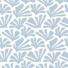 Seamless hand drawn seaweed pattern ocean doodle marine fabric design blue