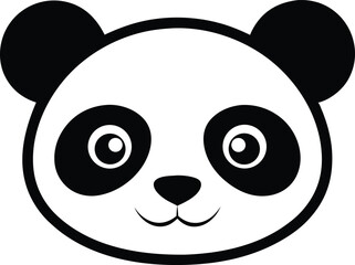 Kawaii Panda Head With Big Eyes Silhouette Vector