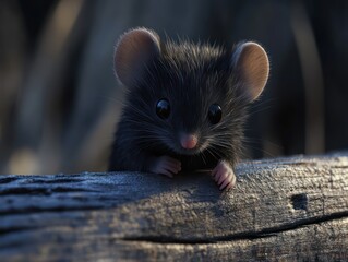Small brown animal resting on log