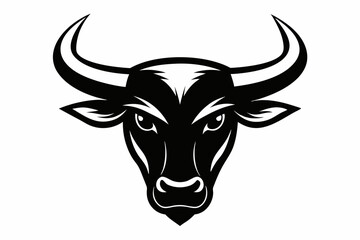 Stylized Bull Head With Horns Silhouette Vector