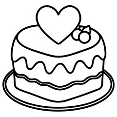 Love-themed cake Line art vectpr