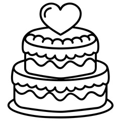 Love-themed cake Line art vectpr