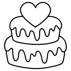 Love-themed cake Line art vectpr