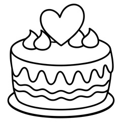 Love-themed cake Line art vectpr