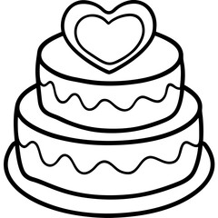 Love-themed cake Line art vectpr