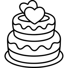 Love-themed cake Line art vectpr