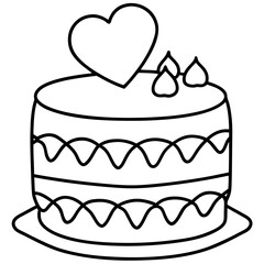 Love-themed cake Line art vectpr