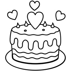 Love-themed cake Line art vectpr