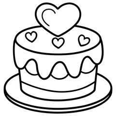Love-themed cake Line art vectpr