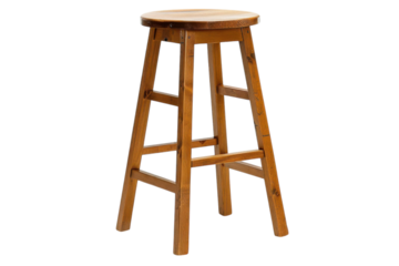 A rustic wooden stool stands elegantly on a bright, minimalistic backdrop, inviting warmth and charm into any space isolated on transparent background