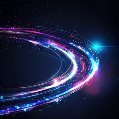 Obraz premium Dynamic abstract light trails create a mesmerizing effect against a dark background, perfect for digital art and creative design projects.