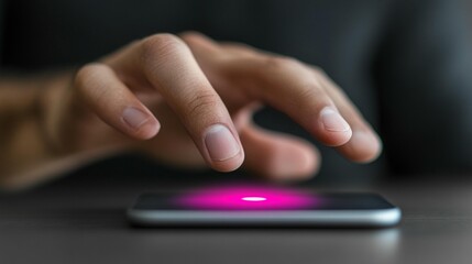 Person interacts with phone