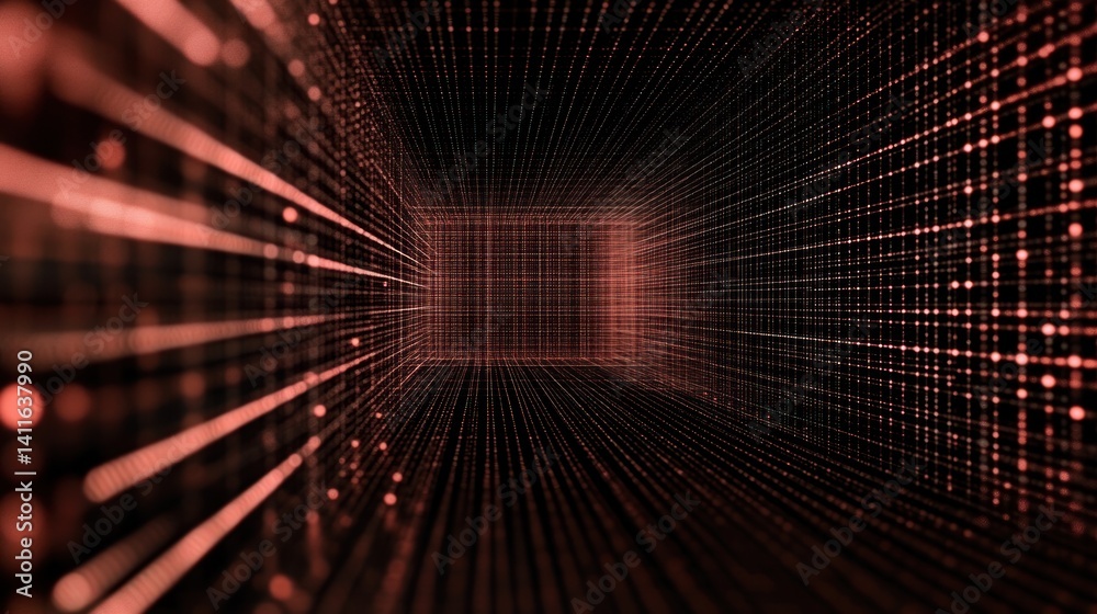 Poster Digital tunnel with glowing network