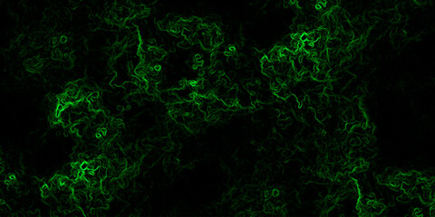 Abstract digital background with faint, glowing green electric lines and fluid. Mysterious, high-tech, and cybernetic atmosphere. Nebula-inspired void, with glowing filaments and deep.