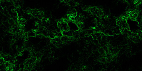 Abstract digital background with faint, glowing green electric lines and fluid. Mysterious, high-tech, and cybernetic atmosphere. Nebula-inspired void, with glowing filaments and deep.