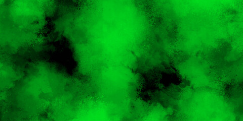 Abstract digital texture featuring intense neon green clouds with scattered patches of soft black shadows. Dark green wall grunge backdrop background texture limestone paint 