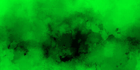 Fototapeta premium Abstract digital texture featuring intense neon green clouds with scattered patches of soft black shadows. Dark green wall grunge backdrop background texture limestone paint 