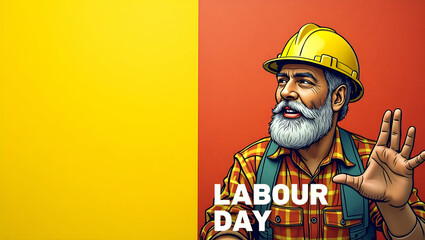 Empowering Workers: Bold Graphics for Labour Day Awareness Campaign on Worker Rights & Union Benefits - Photo Stock Concept with Left Space