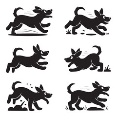 Vector Bundle of Black Dog Silhouettes Collection