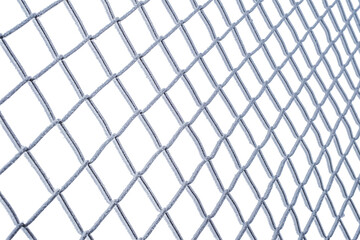 Fototapeta premium frozen wire fence covered with ice on white background