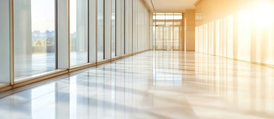 Obraz premium Illuminated spacious corridor design with modern architectural elements