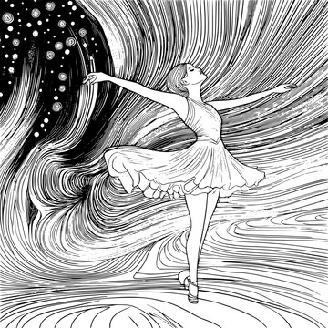 Contemporary style Dance studio coloring book design, Contemporary style Dance studio vector image