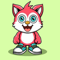 Fototapeta premium Cute smiling fox wearing shoes 