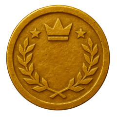 Gold laurel wreath in coin.
