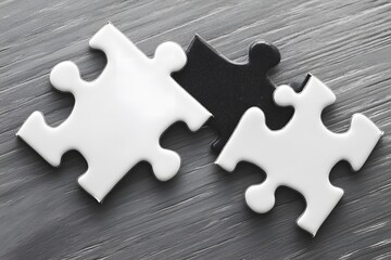 Obraz premium Connecting Puzzle Pieces Teamwork Collaboration Solution Success