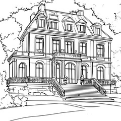 Fototapeta premium Modern style Embassy coloring book design, Modern style Embassy vector illustration