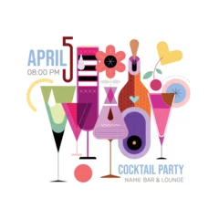 Fotobehang Editable Cocktail Glasses Poster Template ©  danjazzia