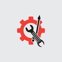 Industrial Maintenance and Settings Icon – Flat Design Wrench Gear

