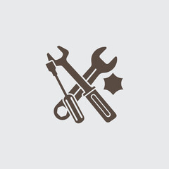 Maintenance Symbol – Black Repair Tools Silhouette Vector

