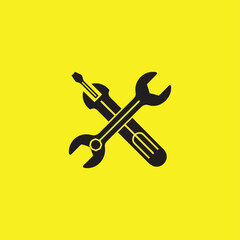Maintenance Symbol – Black Repair Tools Silhouette Vector

