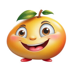Happy cartoon Mango character with big eyes and a cheerful expression in a playful pose