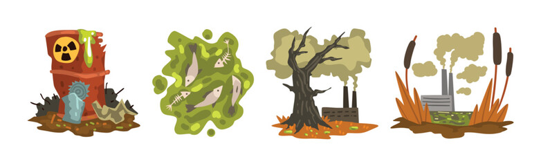 Environmental Pollution with Toxic Nuclear Waste Vector Set