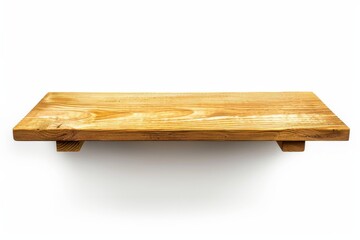 Minimalist wooden shelf showcasing natural grain, ready to enhance any interior space with rustic elegance and functionality isolated on transparent background