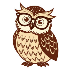 Cute Wise Owl with Glasses Illustration Perfect for Children's Book and Tattoo Design