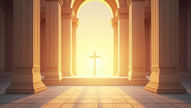 Elegant Ascension Day Sermon Illustrations: Refined Architecture & Dynamic Graphics for Inspirational Messages - Photo Stock Concept