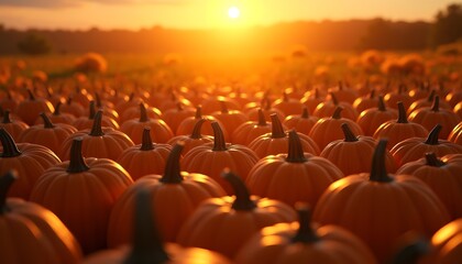 Obraz premium Pumpkin Patch at Sunset
