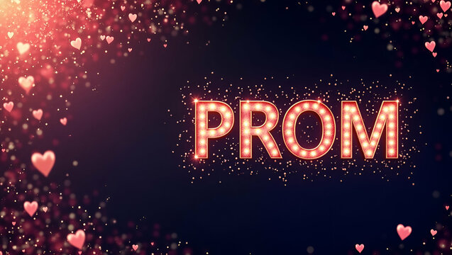 Craft a striking prom event branding visual that fuses innovative design elegant typography and dynamic imagery to create a memorable identity for a high profile formal celebration. in  Photo Stock  C