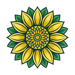 Fototapeta premium Vibrant Sunflower Mandala Design for Floral Art Print Home Decor and Coloring Pages