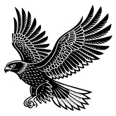 Majestic Flying Hawk Bold Line Art for Tattoo Design and Custom Illustrations