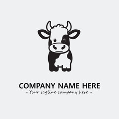 Cow illustration black and white for logo company vector image

