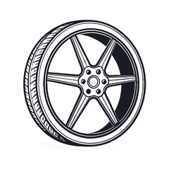 Obraz premium Sleek Five Spoke Car Wheel Illustrated Design for Automotive Enthusiasts