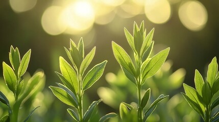 Obraz premium Closeup of Vibrant Green Plants in Bright Sunlight