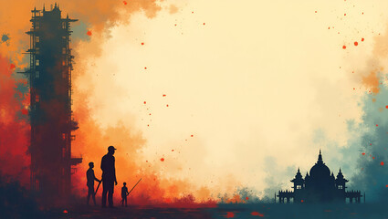 Inventive Labour Day Artwork Concept: Merging Abstract Symbolism & Cultural Narratives for High-Impact Creative Displays - Premium Photo Stock Aesthetics