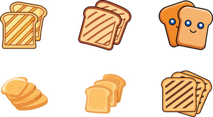 Toast Bread Slices Vector – Breakfast Food Illustration


