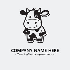 Cow illustration black and white for logo company vector image
