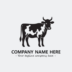 Cow illustration black and white for logo company vector image
